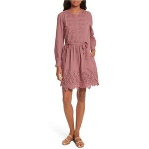 La Vie Rebecca Taylor Long Sleeve eyelet poplin Dress Medium